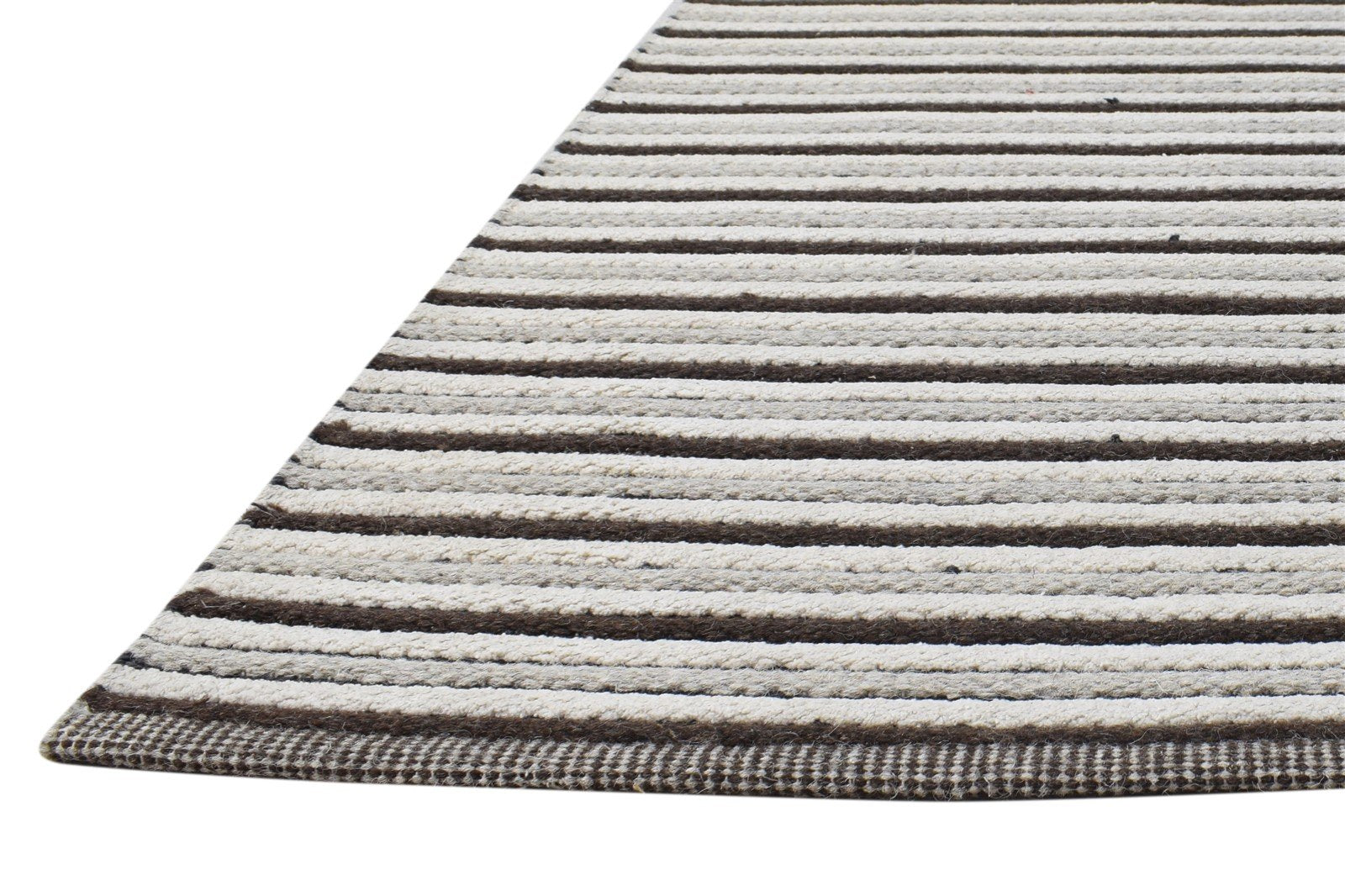Charcoal Wool Rug 3' X 5' Modern Dhurrie Scandinavian Striped Room Size Carpet 7865003868309