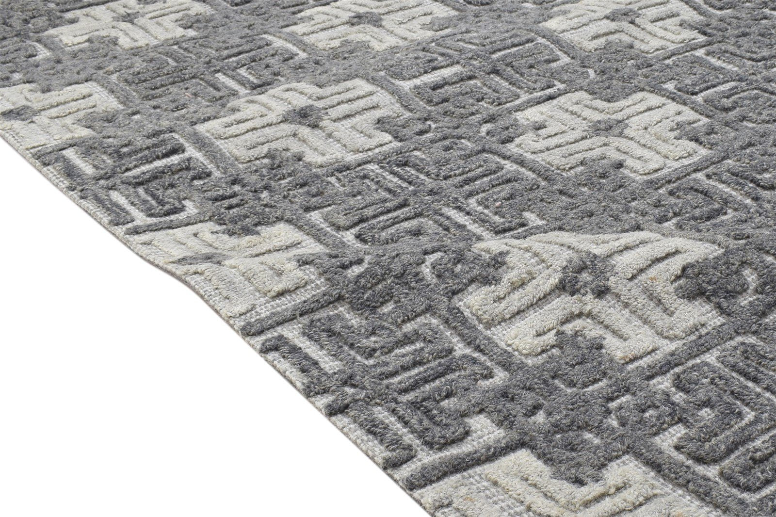 Charcoal Wool Rug 4' X 6' Modern Hand Tufted Moroccan Trellis Room Size Carpet 7864145805461