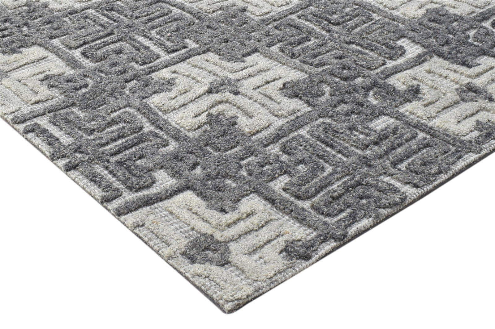 Charcoal Wool Rug 4' X 6' Modern Hand Tufted Moroccan Trellis Room Size Carpet 7864145805461