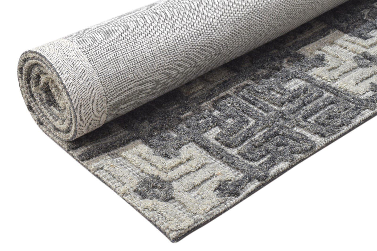 Charcoal Wool Rug 4' X 6' Modern Hand Tufted Moroccan Trellis Room Size Carpet 7864145805461