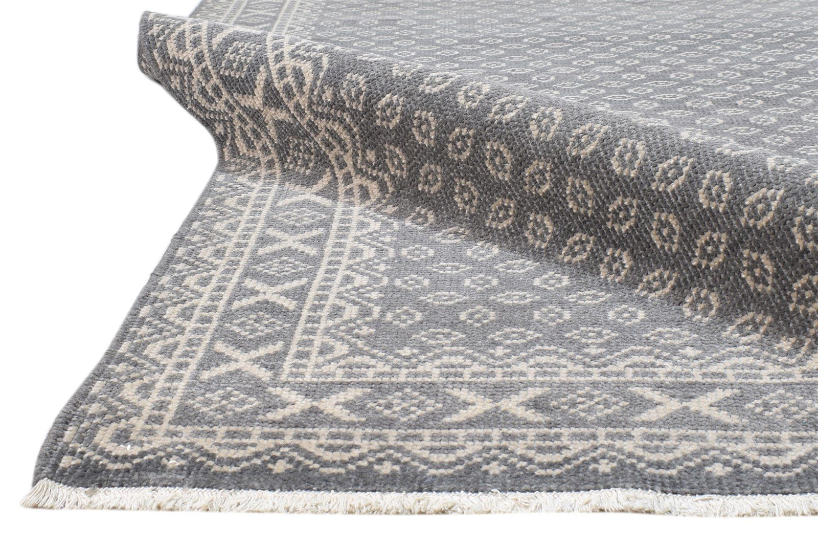 Charcoal Wool Rug 5X8 Modern Hand Knotted Scandinavian Floral Room Size Carpet 7860677378197