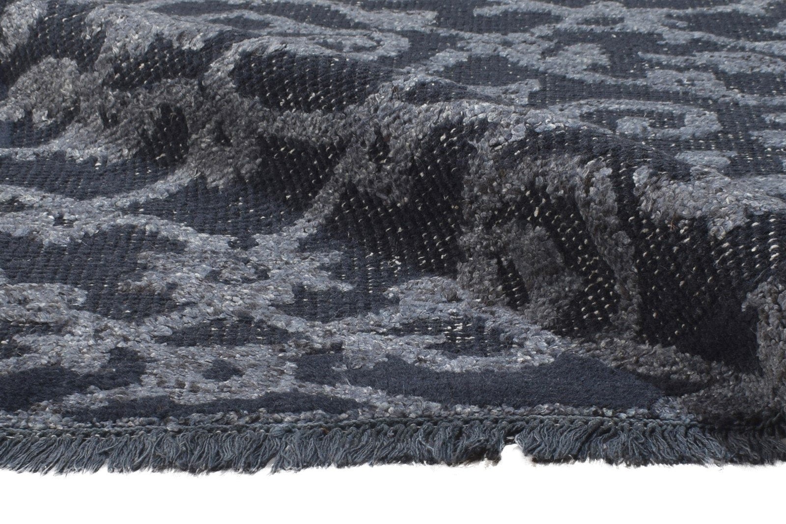 Charcoal Wool Rug 5X8 Modern Hand Knotted Scandinavian Trellis Room Size Carpet 7864900518037