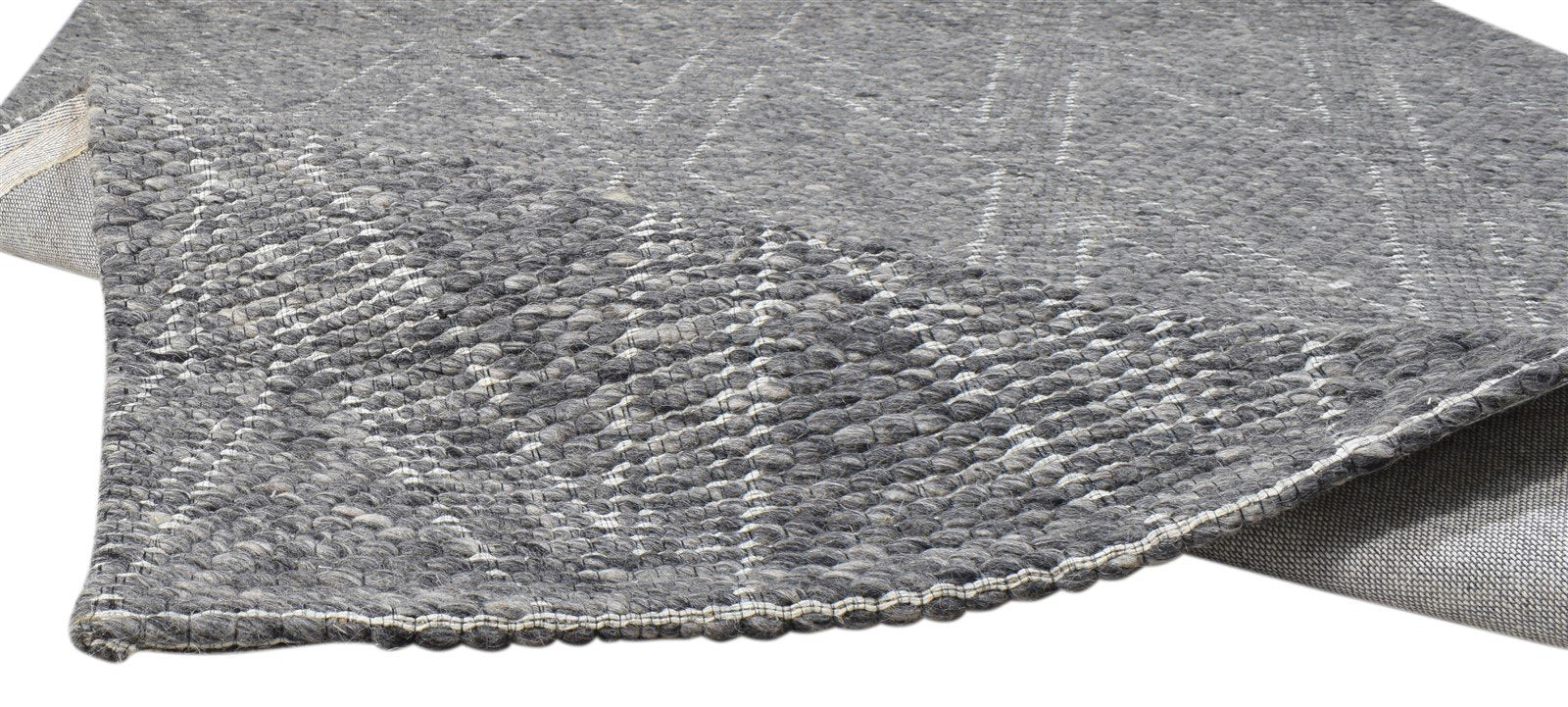 Charcoal Wool Rug 5X8 Modern Hand Woven Scandinavian Diamond Room Size Carpet 7860680556693