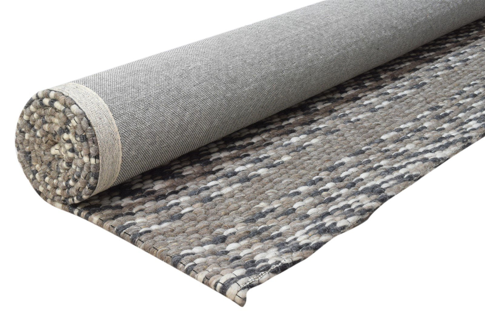 Charcoal Wool Rug 5X8 Modern Hand Woven Scandinavian Striped Room Size Carpet 7860678951061