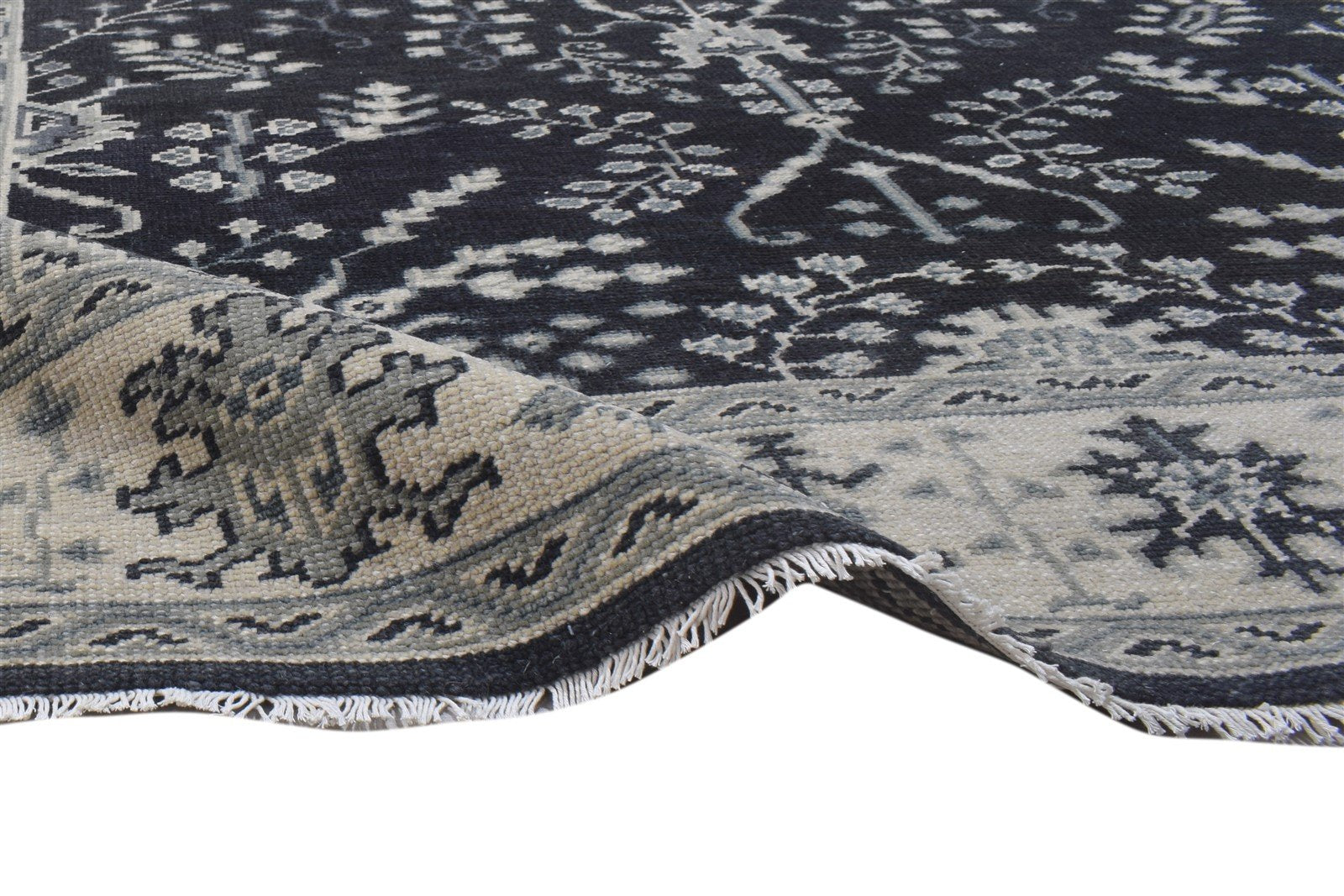 Charcoal Wool Rug 6X9 Persian Hand Knotted Heriz-Indian Oriental Room Size 7864103960725