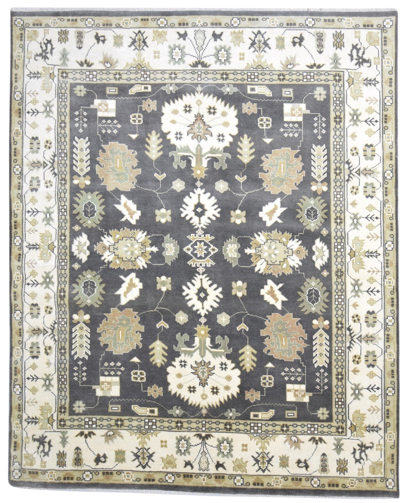 Charcoal Wool Rug 8' X 10' Persien Hand Knotted Oushak Oriental Large Carpet 7864324259989