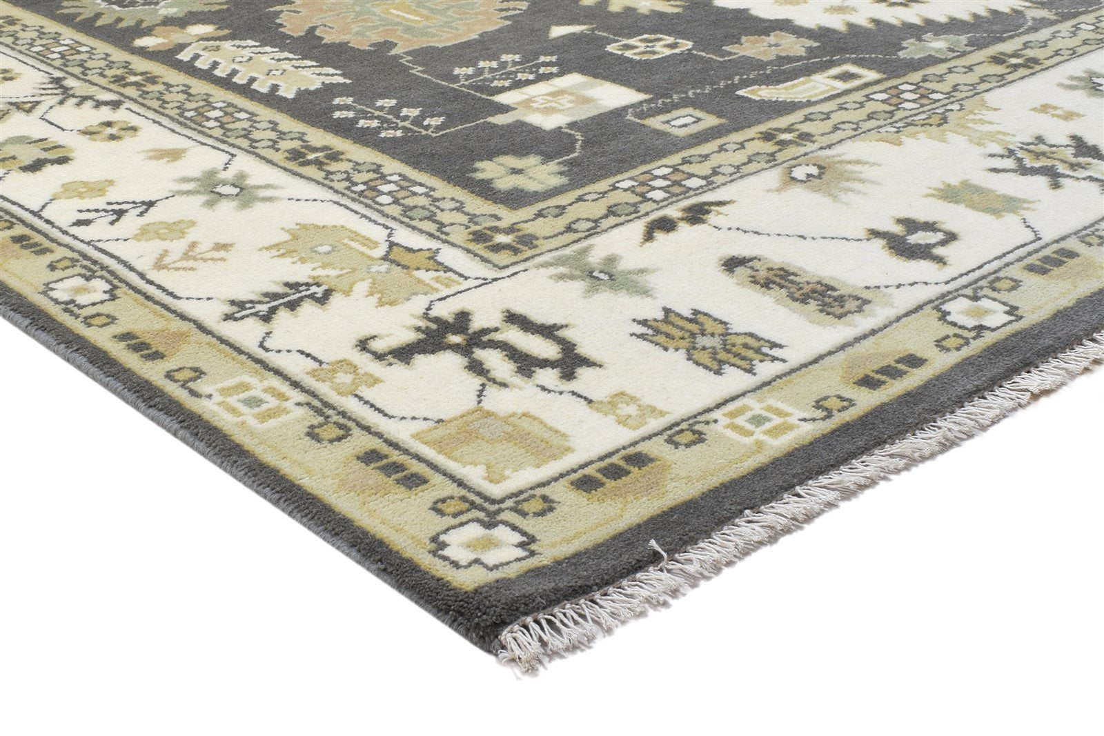 Charcoal Wool Rug 8' X 10' Persien Hand Knotted Oushak Oriental Large Carpet 7864324259989