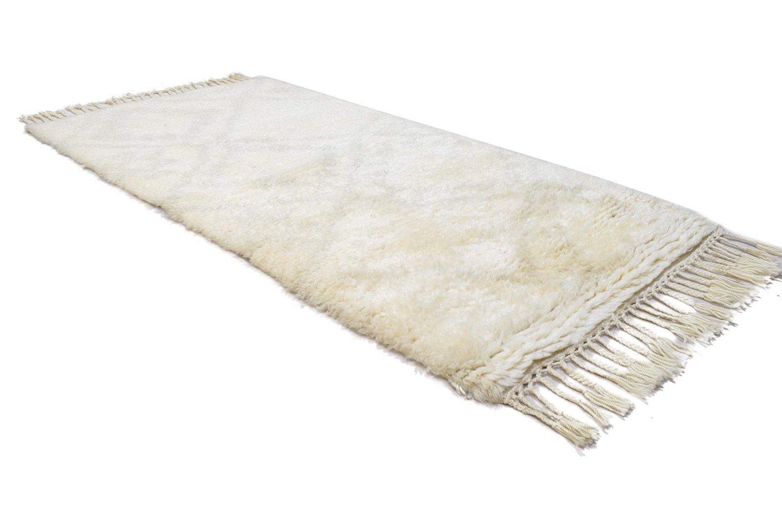 Cherri 3' X 5' Rug Wool Ivory Shag Hand Knotted Moroccan Geometric 7864091672725
