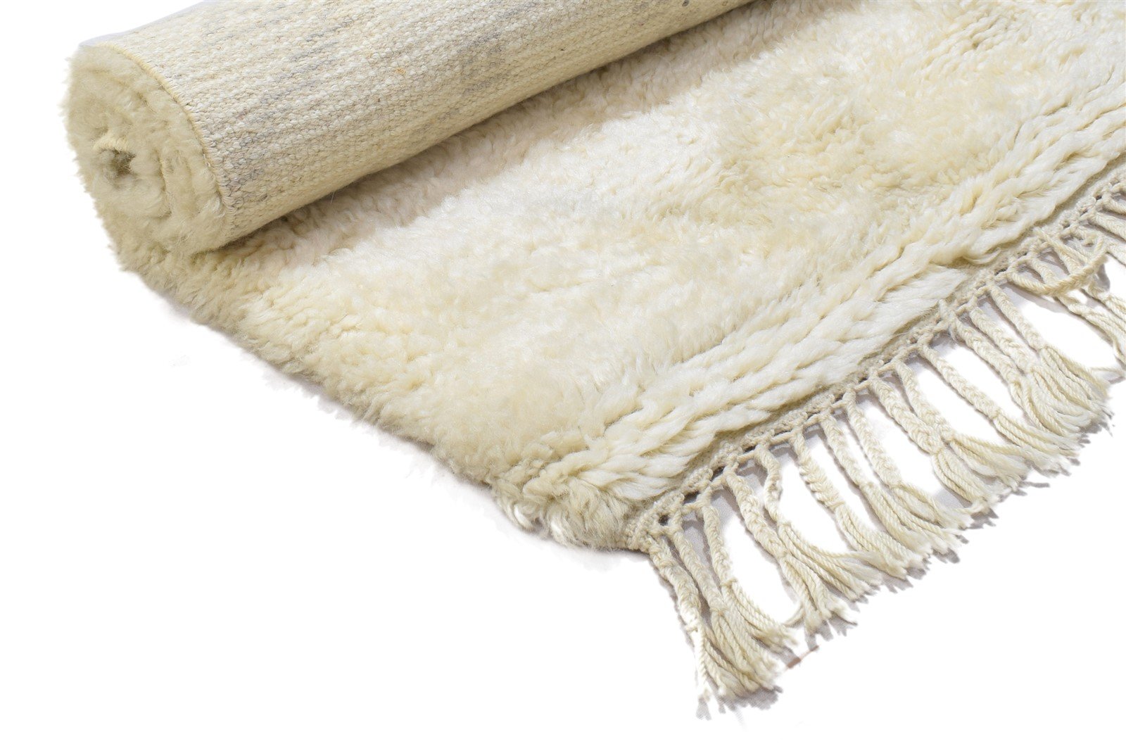 Cherri 3' X 5' Rug Wool Ivory Shag Hand Knotted Moroccan Geometric 7864091672725