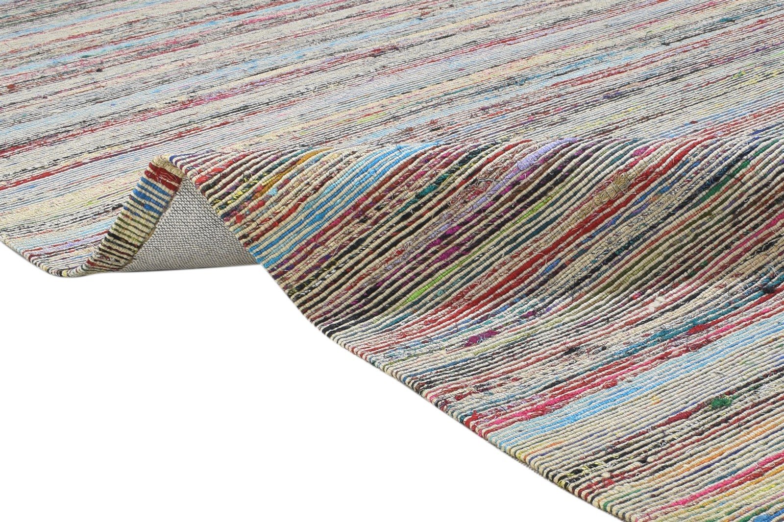 Color Wool / Silk Rug 5X7 Modern Jacquard Loom Bohemian Striped Room Size 7864179032213