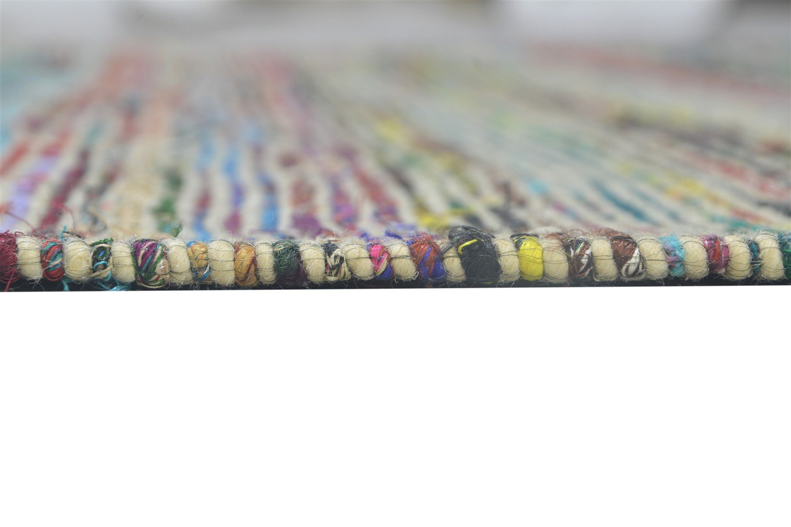 Color Wool / Silk Rug 5X7 Modern Jacquard Loom Bohemian Striped Room Size 7864179032213