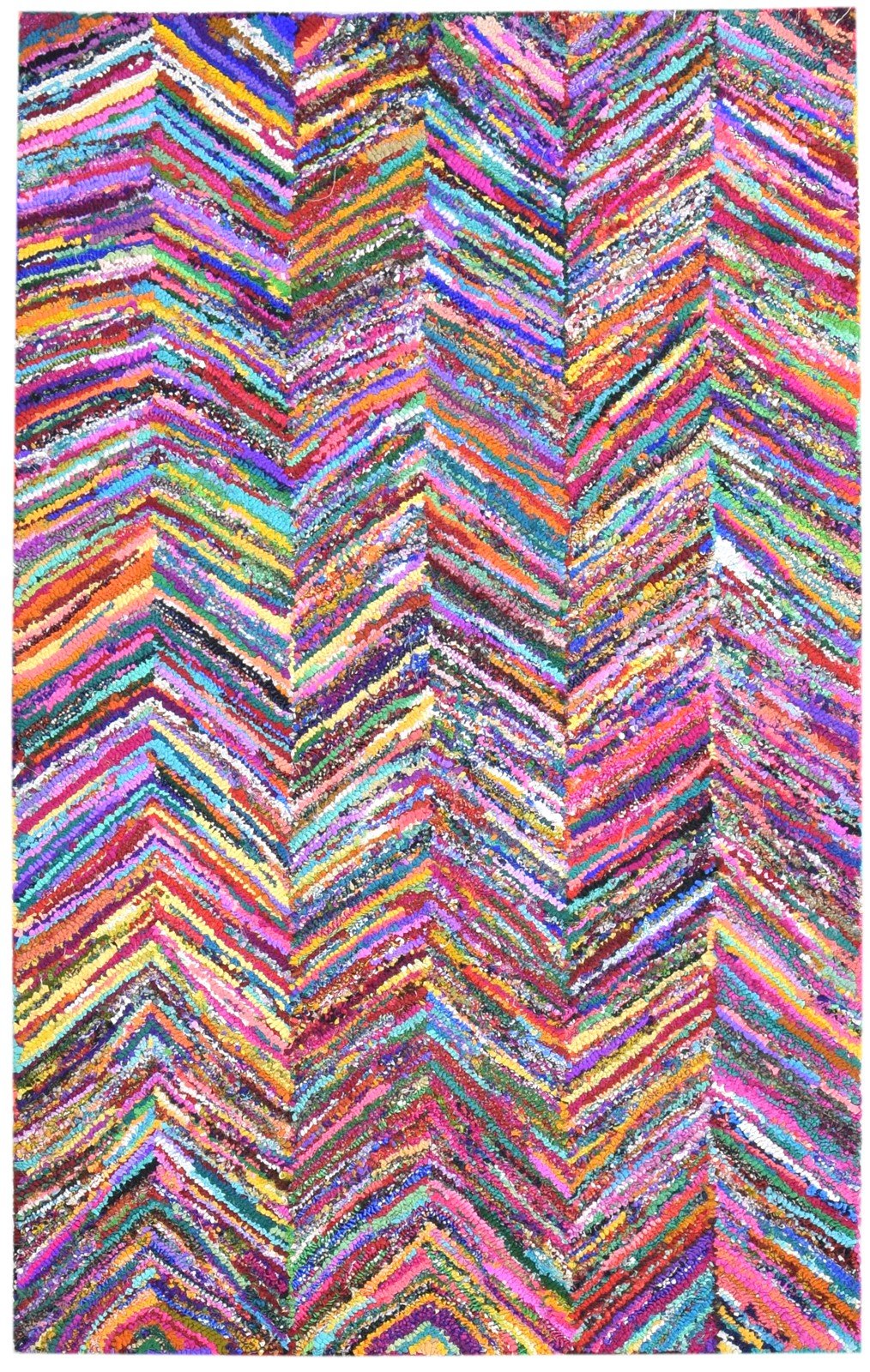 Colorful Cotton Polyester Rug 5X8 Modern Hand Tufted Bohemian Chevron Room Size 7865131532437