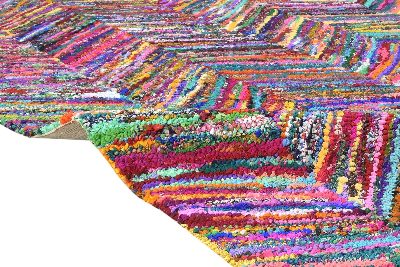 Colorful Cotton Polyester Rug 5X8 Modern Hand Tufted Bohemian Chevron Room Size 7865131532437