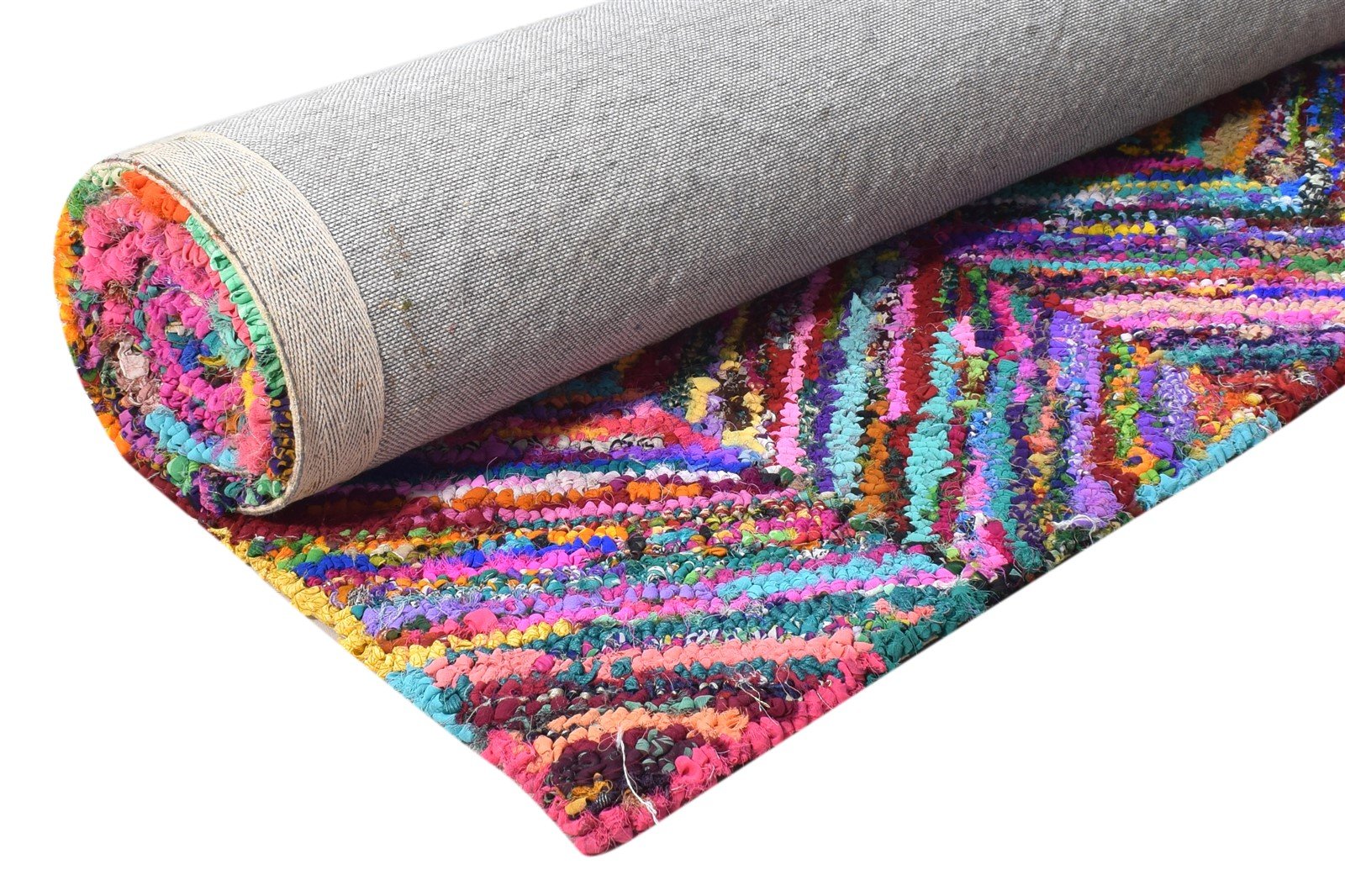 Colorful Cotton Polyester Rug 5X8 Modern Hand Tufted Bohemian Chevron Room Size 7865131532437