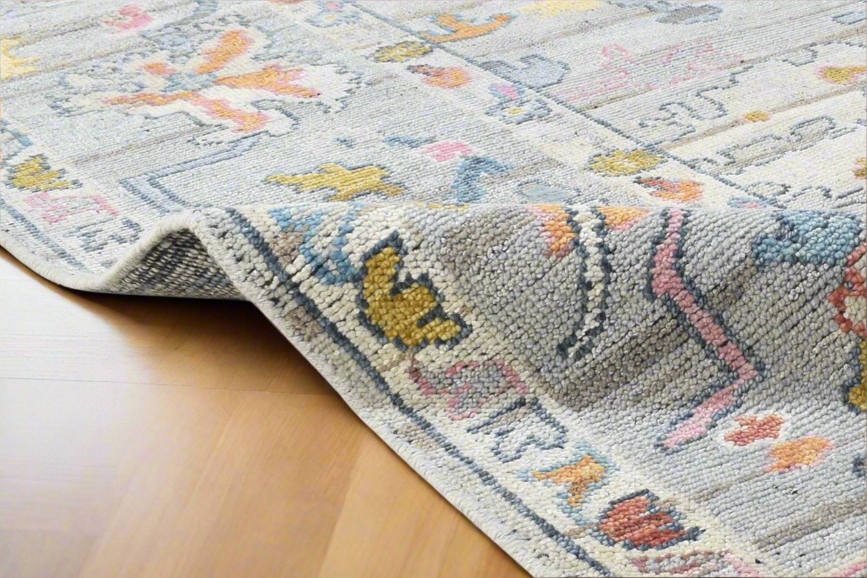 Colorful Modern Multicolor Oushak Rug Grey Wool Persian hand knotted Rug large Area Rug 8613893701781