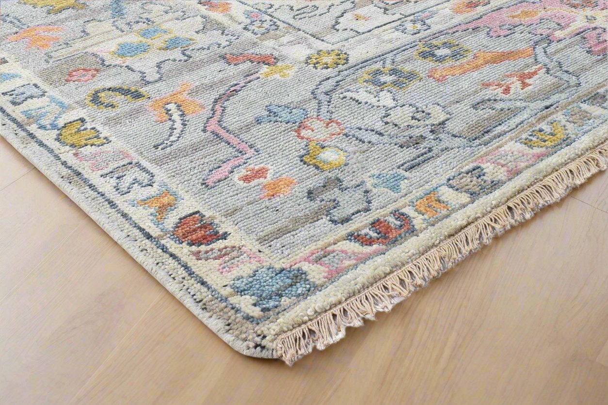 Colorful Modern Multicolor Oushak Rug Grey Wool Persian hand knotted Rug large Area Rug 8613893701781