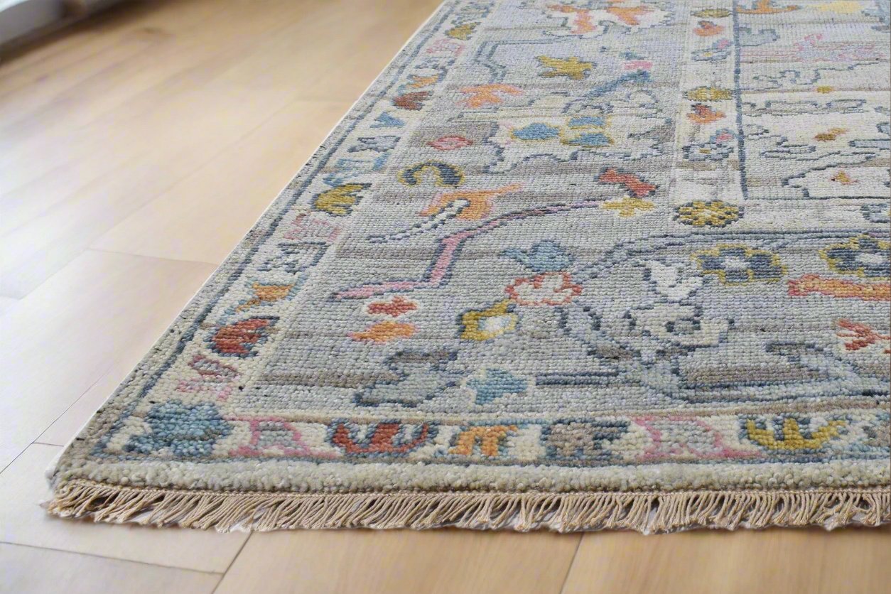 Colorful Modern Multicolor Oushak Rug Grey Wool Persian hand knotted Rug large Area Rug 8613893701781