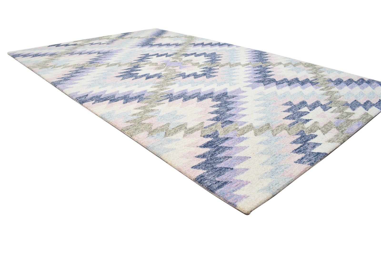 Colorful Wool Rug 5X8 Modern Hand Tufted Scandinavian Diamond Room Size Carpet 7864093409429