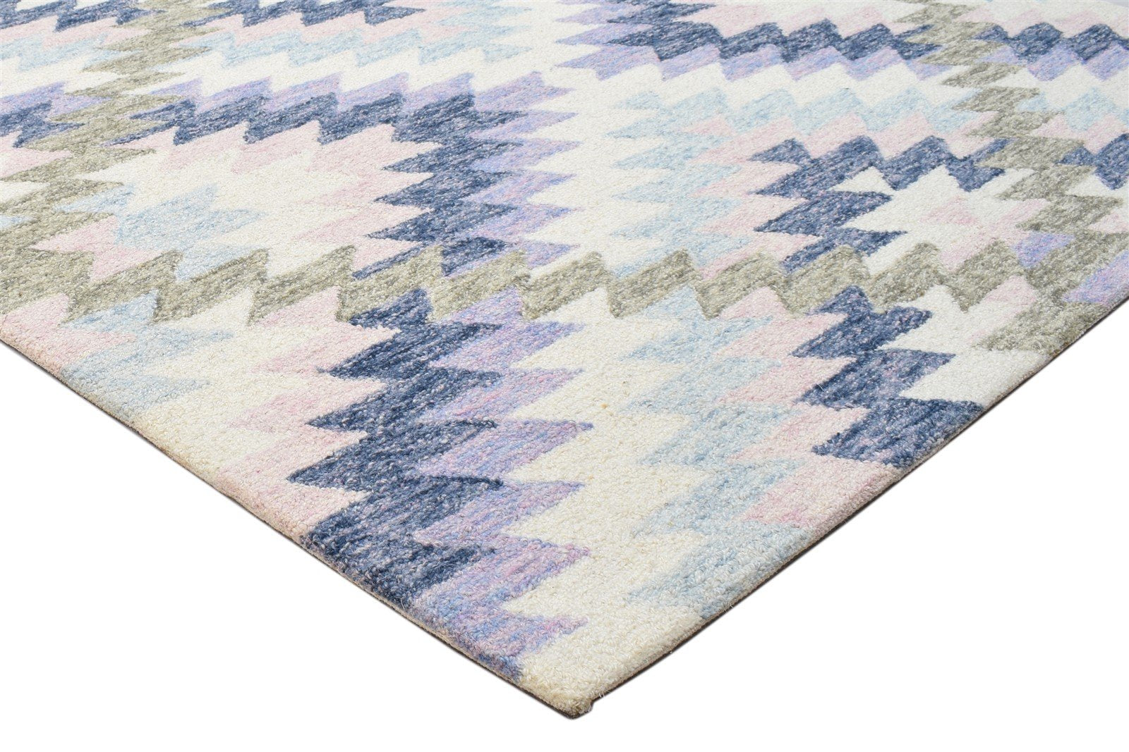 Colorful Wool Rug 5X8 Modern Hand Tufted Scandinavian Diamond Room Size Carpet 7864093409429