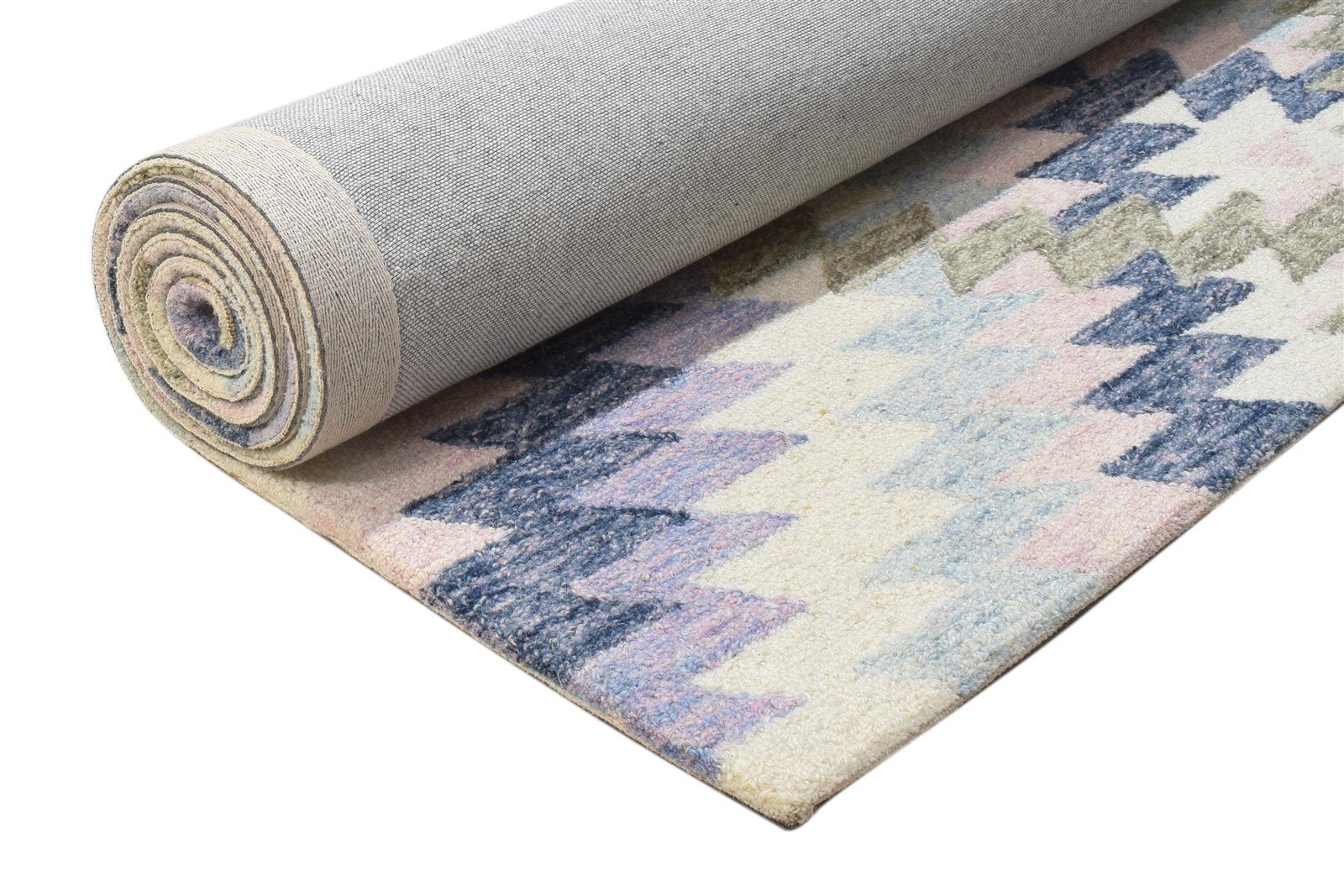Colorful Wool Rug 5X8 Modern Hand Tufted Scandinavian Diamond Room Size Carpet 7864093409429