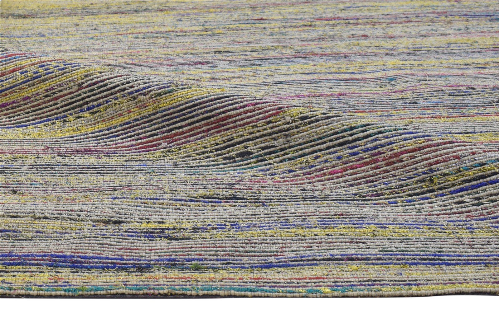 Sophi Colorful Wool / Silk Rug 5X7 Modern Jacquard Loom Bohemian Striped 7864177524885