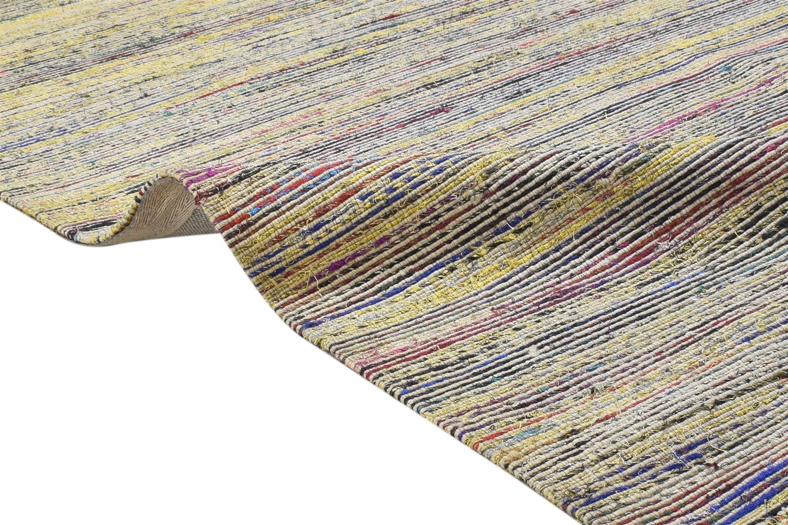Sophi Colorful Wool / Silk Rug 5X7 Modern Jacquard Loom Bohemian Striped 7864177524885