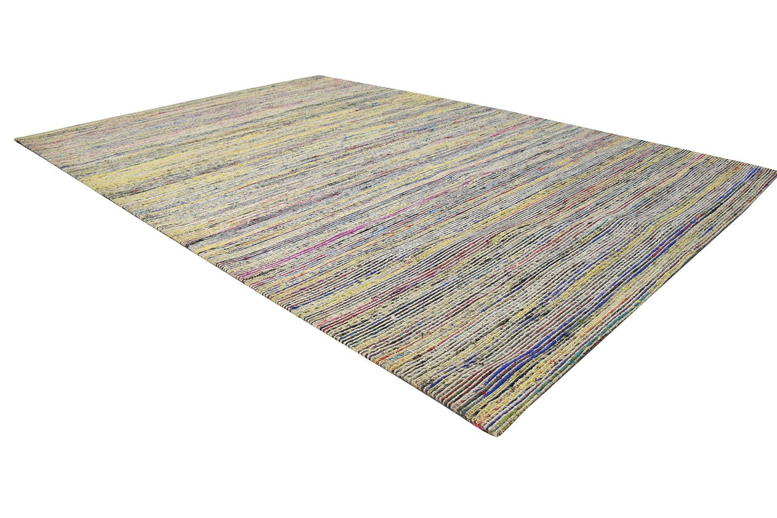 Sophi Colorful Wool / Silk Rug 5X7 Modern Jacquard Loom Bohemian Striped 7864177524885