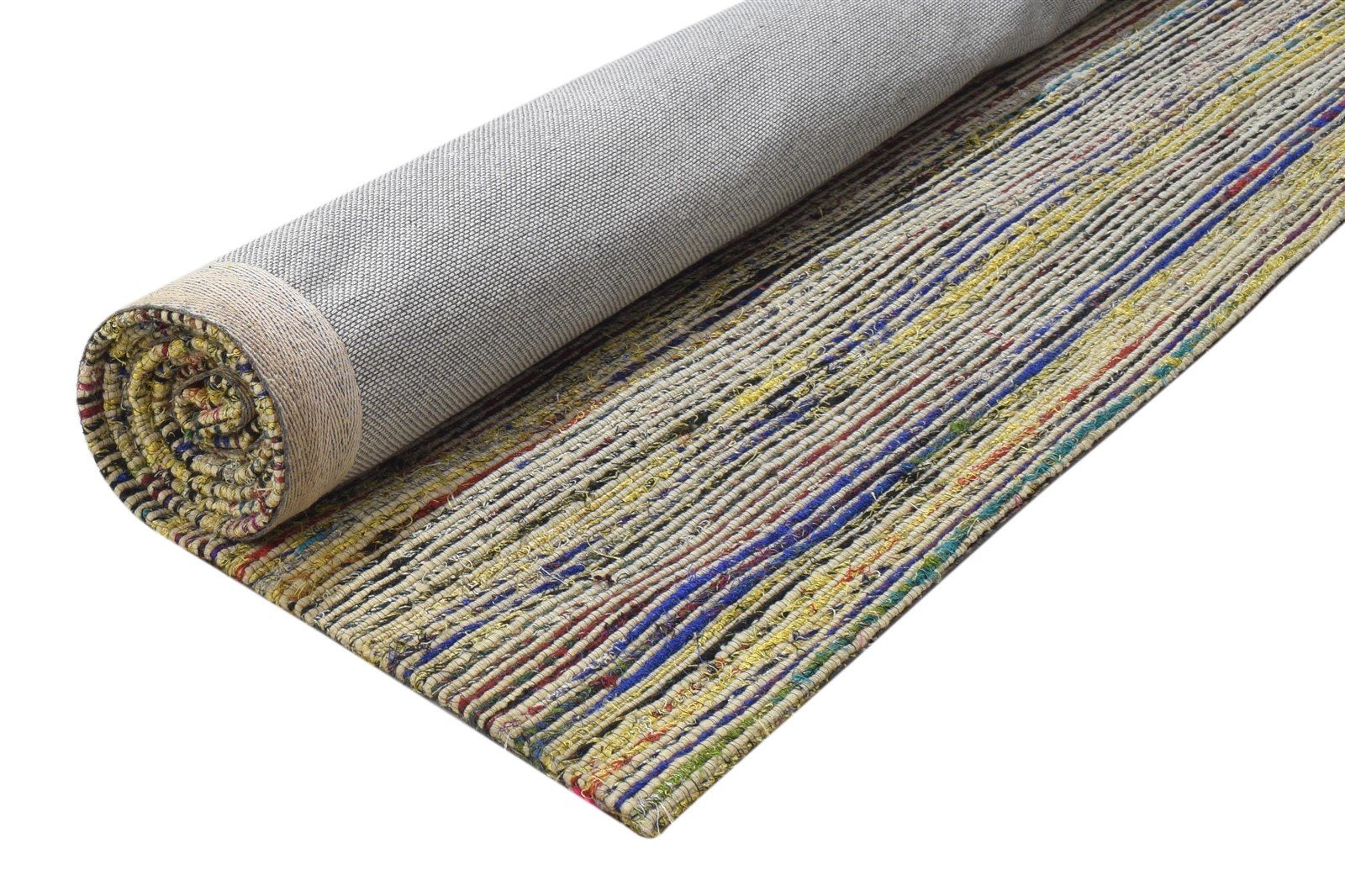Sophi Colorful Wool / Silk Rug 5X7 Modern Jacquard Loom Bohemian Striped 7864177524885