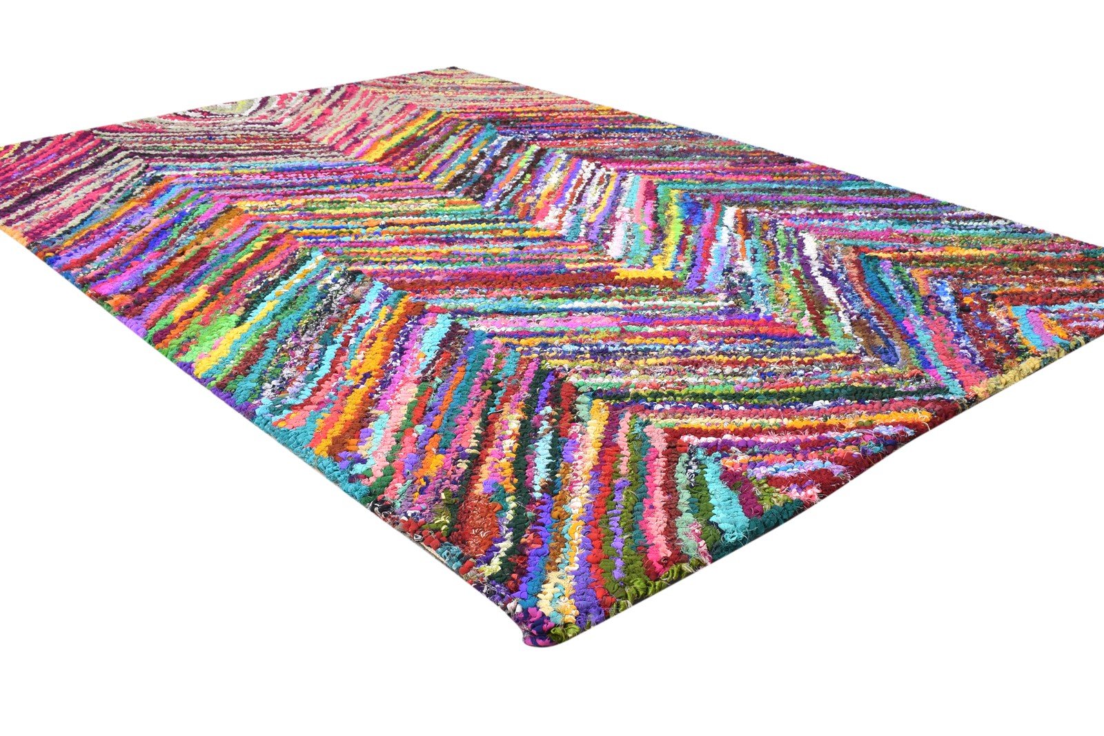 Rafa Cotton Polyester Colorful Rug 4X6 Modern Hand Tufted Bohemian Chevron 7865131696277