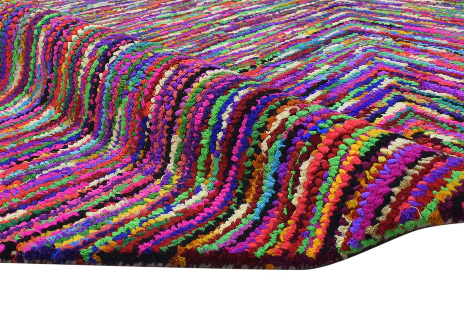 Esmeralda Cotton Polyester Multi Color Rug 5X7 Modern Hand Woven Bohemian Chevron Rug 7864334876821