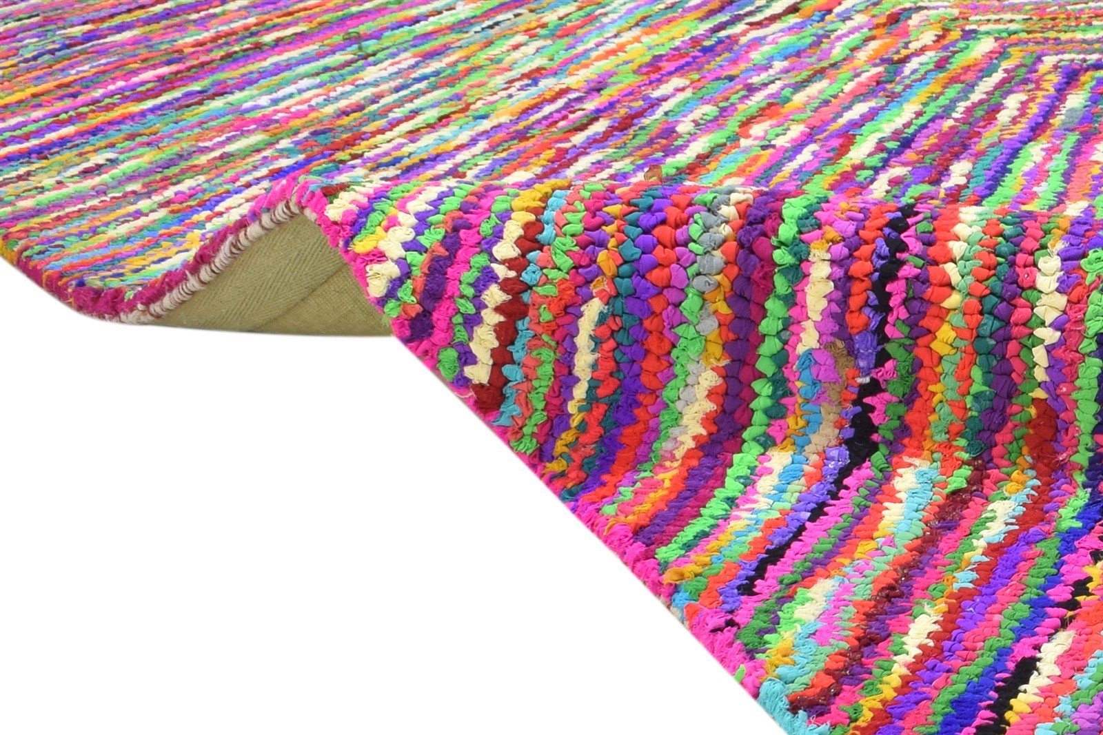 Esmeralda Cotton Polyester Multi Color Rug 5X7 Modern Hand Woven Bohemian Chevron Rug 7864334876821