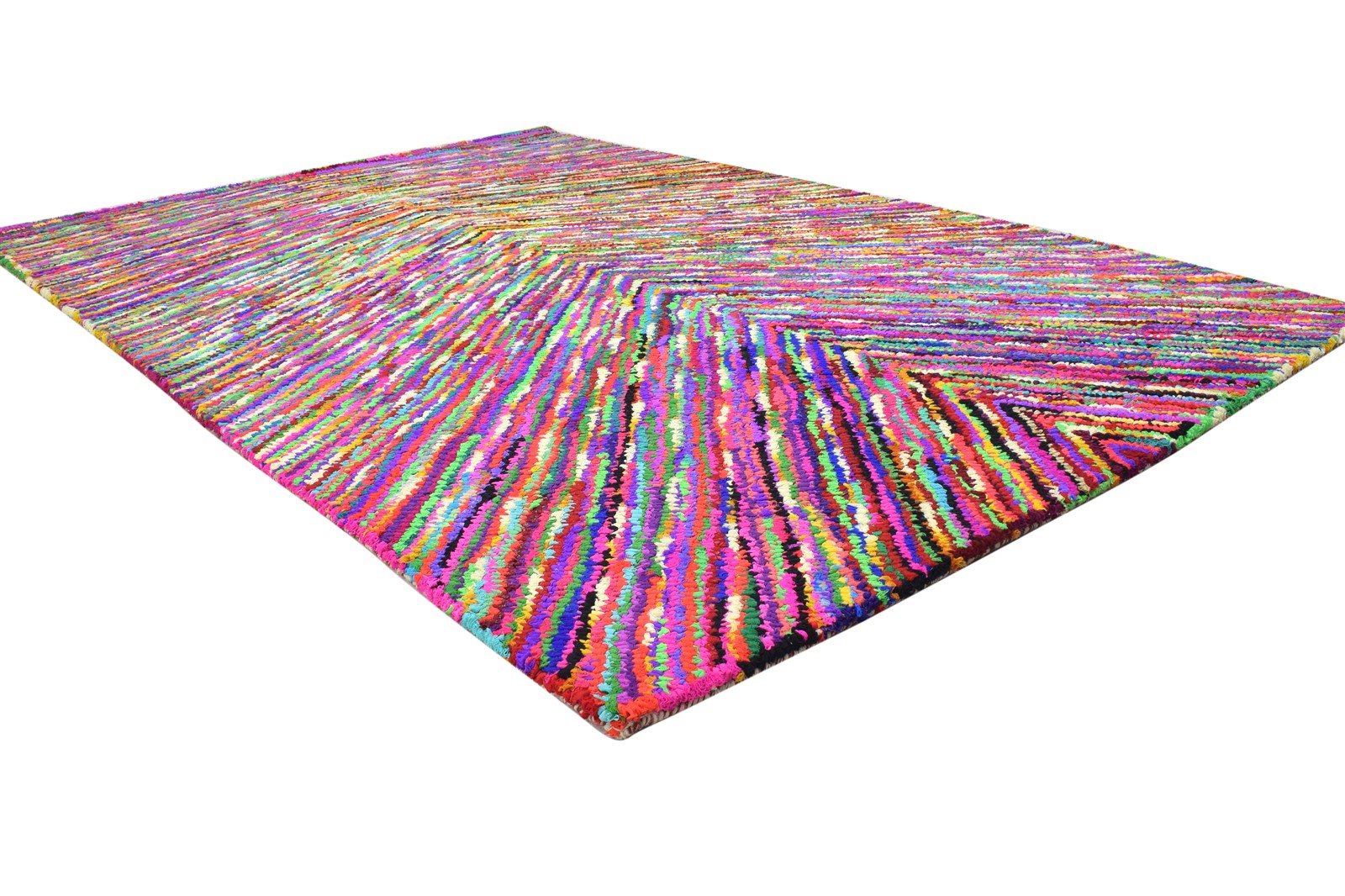 Esmeralda Cotton Polyester Multi Color Rug 5X7 Modern Hand Woven Bohemian Chevron Rug 7864334876821