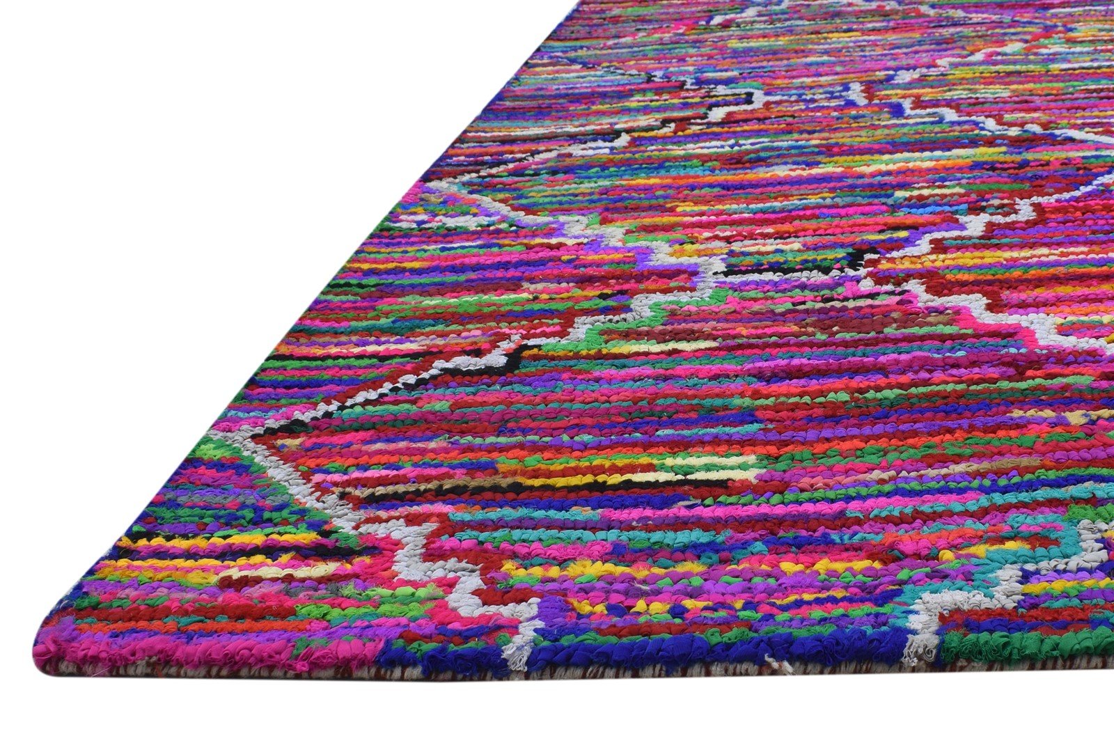Jennica Cotton Polyester Multi Color Rug 5X7 Modern Hand Woven Bohemian Diamond Rug 7864337105045
