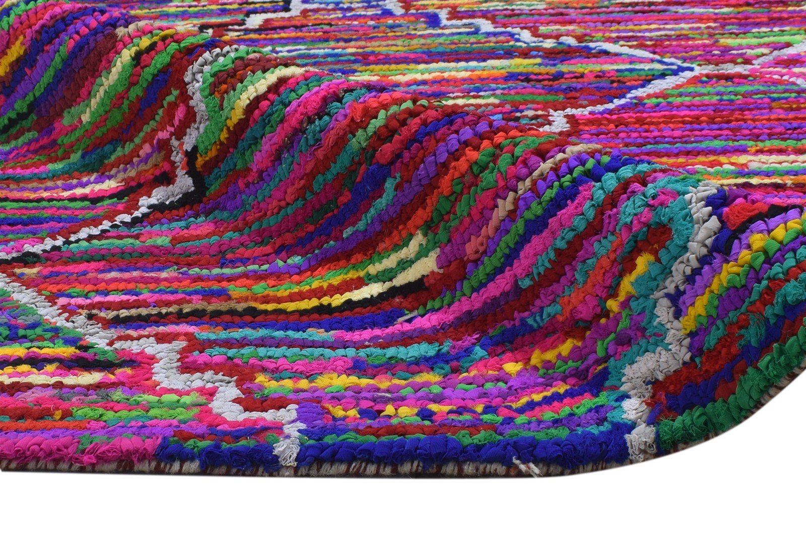 Jennica Cotton Polyester Multi Color Rug 5X7 Modern Hand Woven Bohemian Diamond Rug 7864337105045