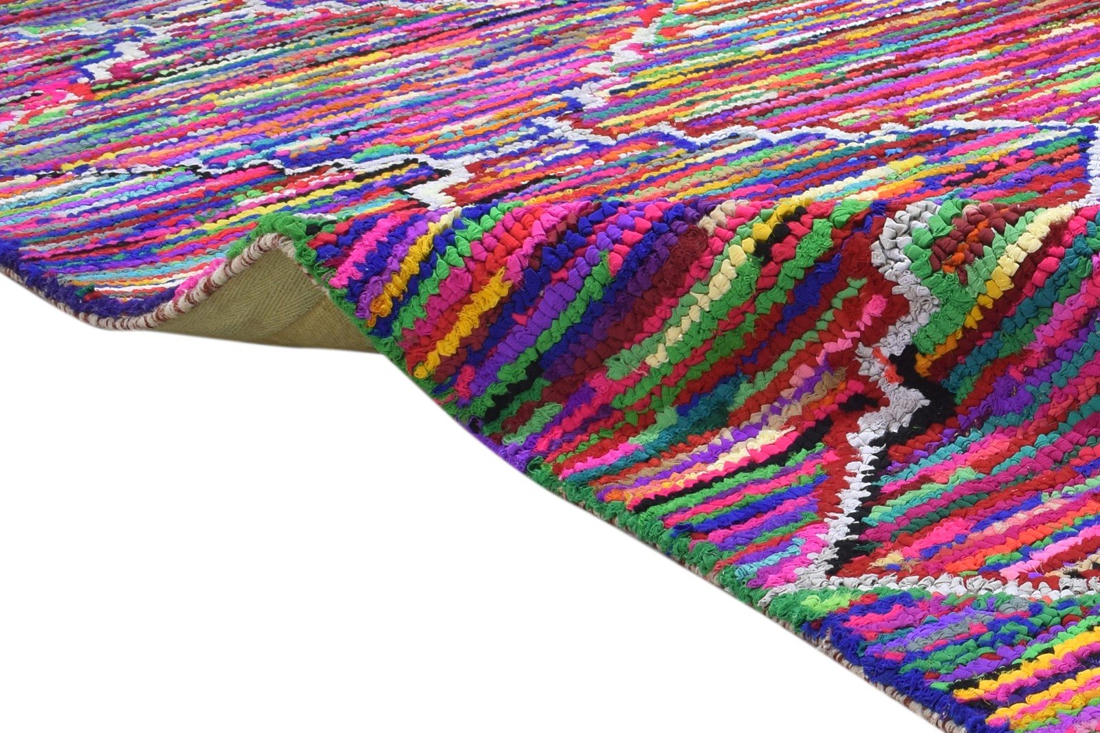 Jennica Cotton Polyester Multi Color Rug 5X7 Modern Hand Woven Bohemian Diamond Rug 7864337105045