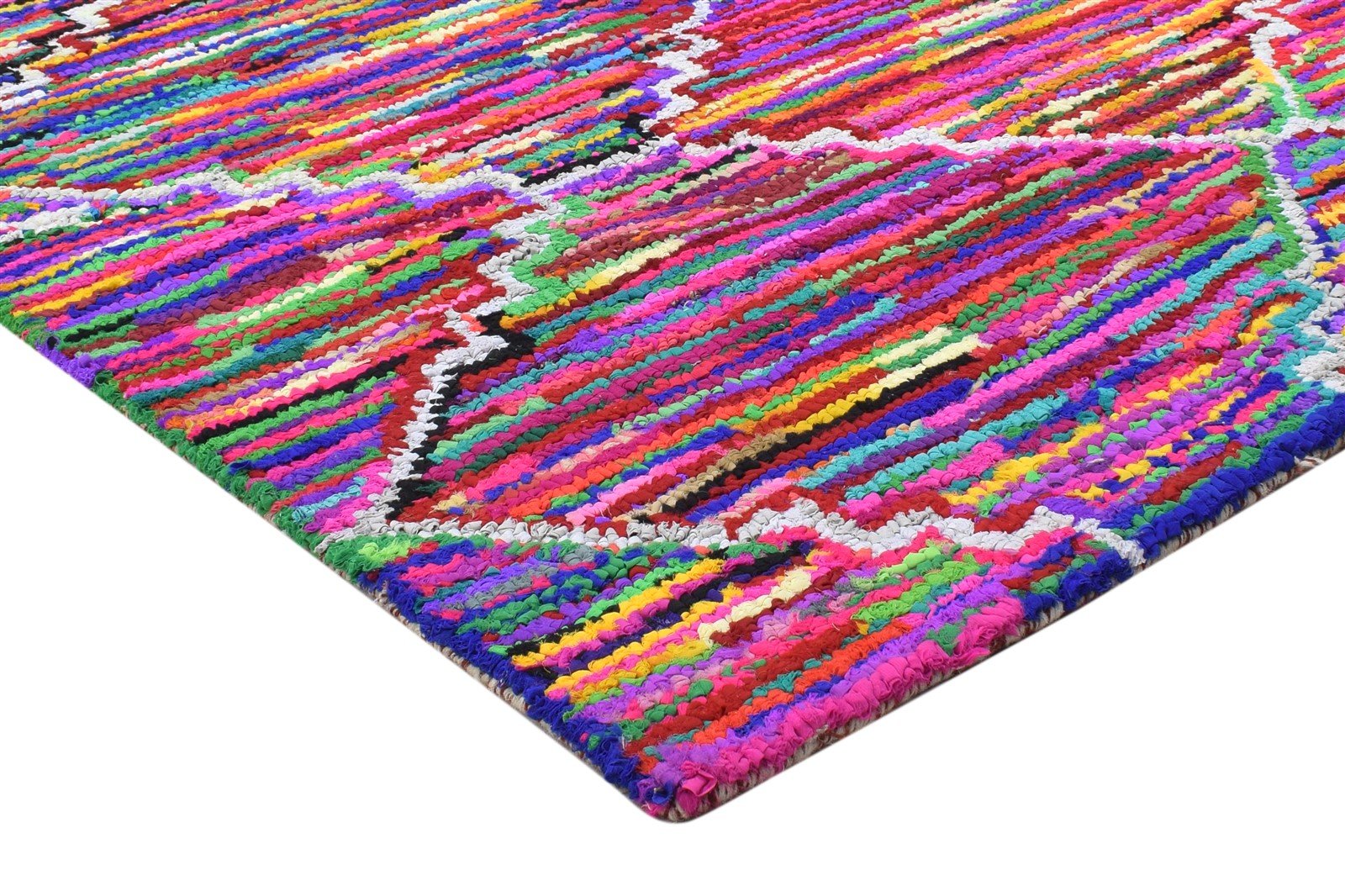 Jennica Cotton Polyester Multi Color Rug 5X7 Modern Hand Woven Bohemian Diamond Rug 7864337105045