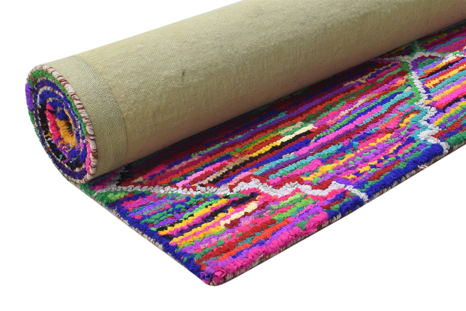 Jennica Cotton Polyester Multi Color Rug 5X7 Modern Hand Woven Bohemian Diamond Rug 7864337105045