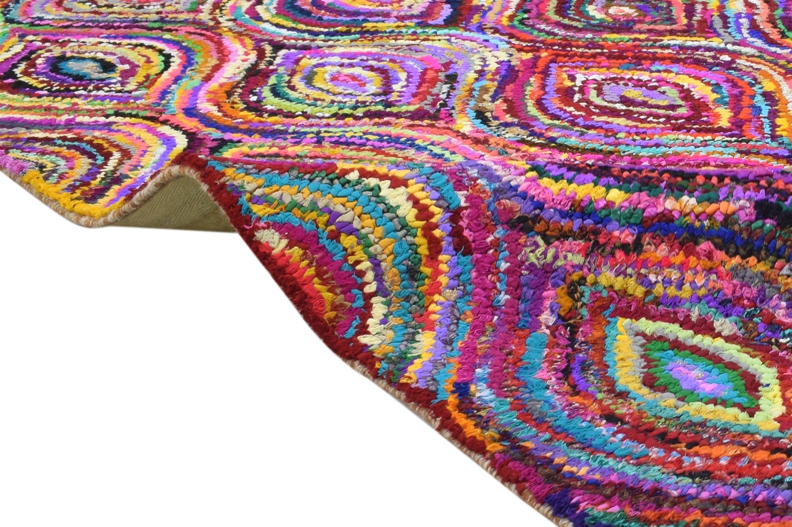 Cotton Polyester Multi Color Rug 5X8 Modern Hand Woven Bohemian Trellis Rug 7864336646293