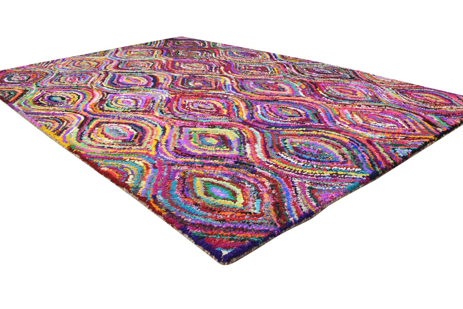 Cotton Polyester Multi Color Rug 5X8 Modern Hand Woven Bohemian Trellis Rug 7864336646293