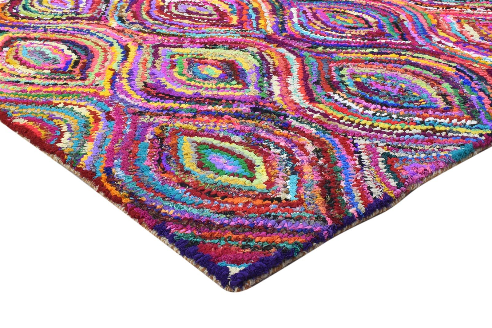Cotton Polyester Multi Color Rug 5X8 Modern Hand Woven Bohemian Trellis Rug 7864336646293