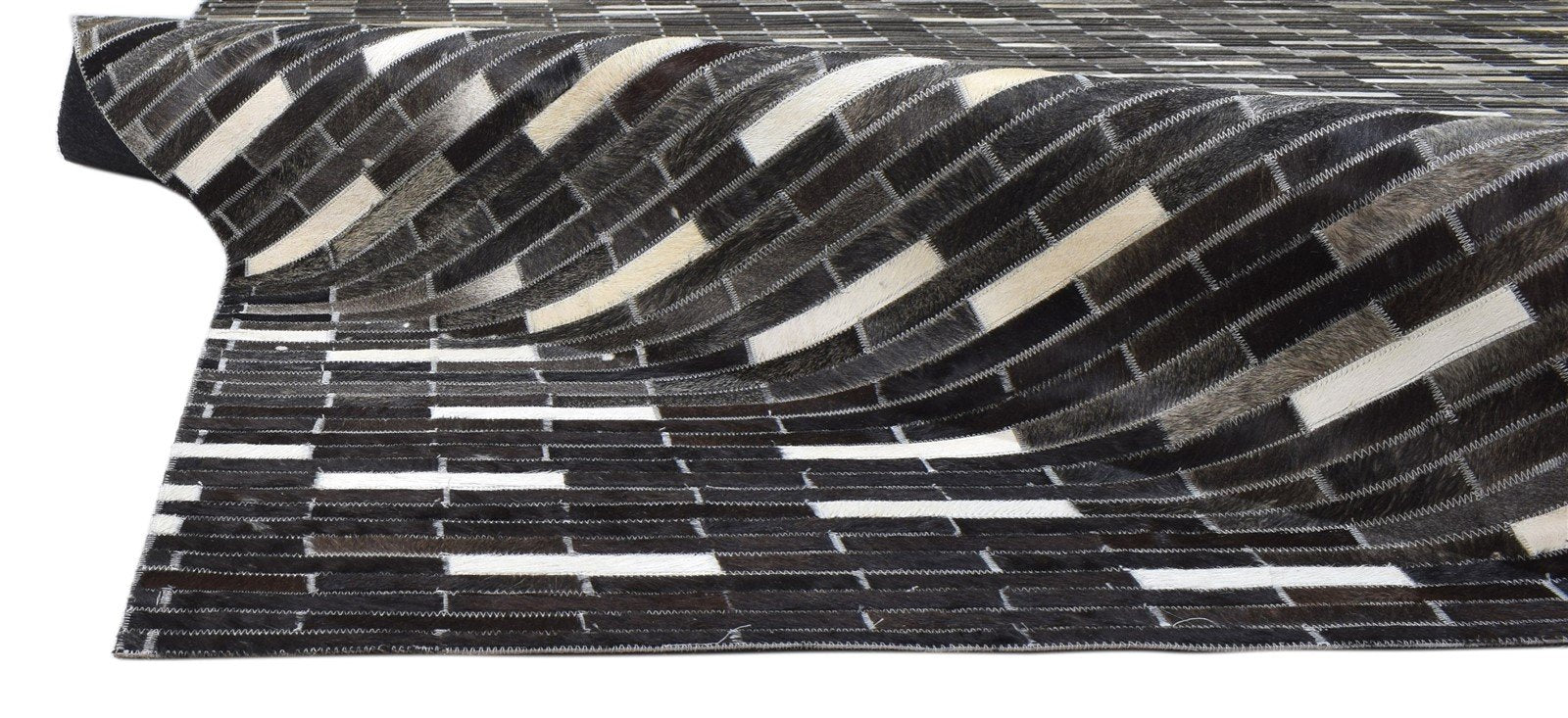 Cowhide Rug, Leather Rug for bedroom, Large Patchwork Rug, Modern Area Rug Black Carpet 8620215271573