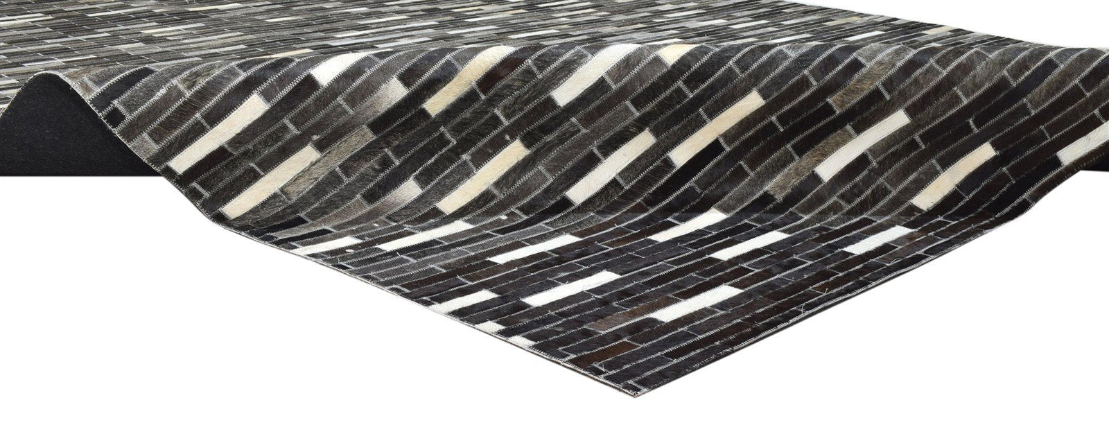 Cowhide Rug, Leather Rug for bedroom, Large Patchwork Rug, Modern Area Rug Black Carpet 8620215271573