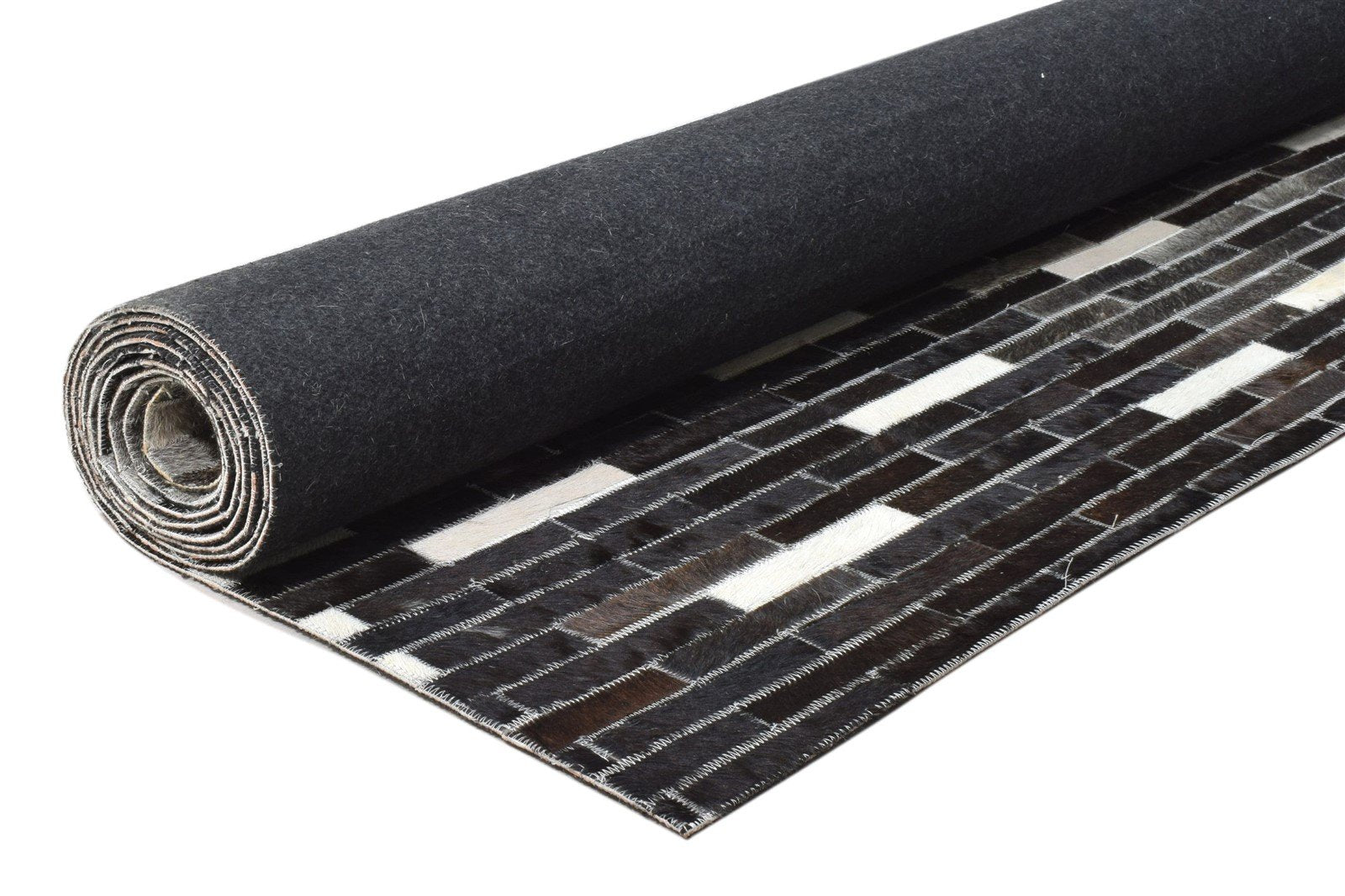 Cowhide Rug, Leather Rug for bedroom, Large Patchwork Rug, Modern Area Rug Black Carpet 8620215271573