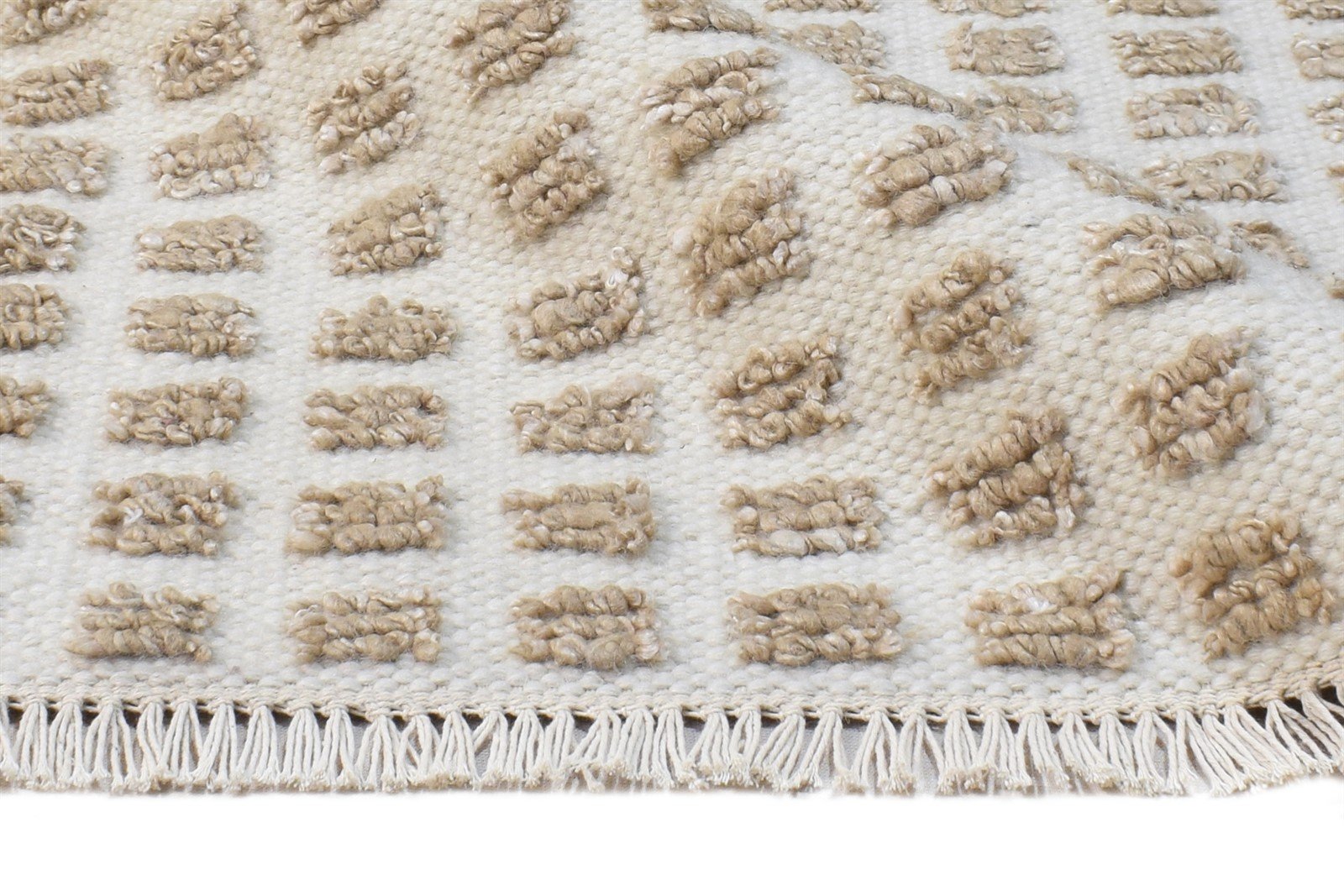Cream New Zealand Wool Rug 2X3 Modern Jacquard Loom Scandinavian Abstract Small 7865105186965