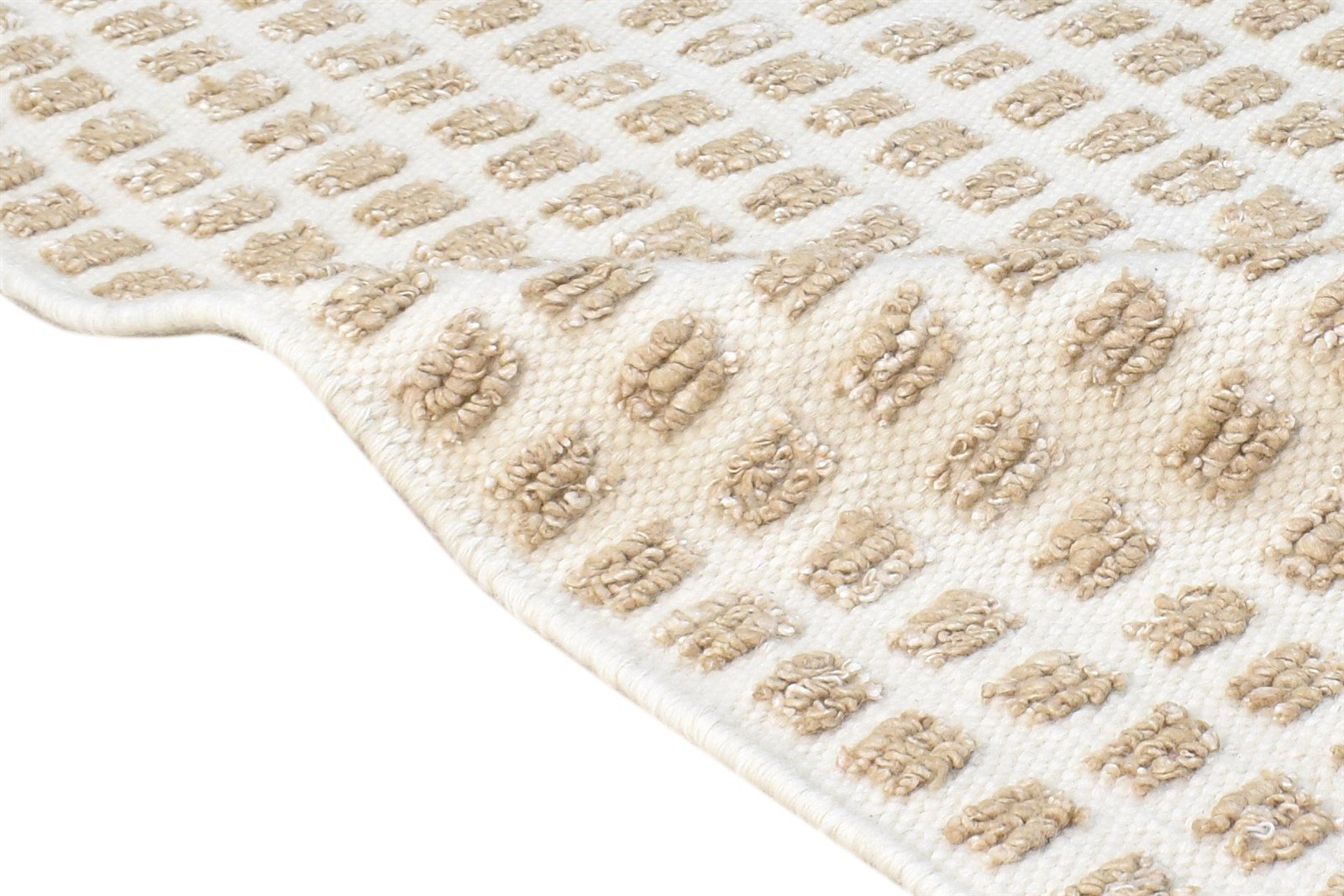 Cream New Zealand Wool Rug 2X3 Modern Jacquard Loom Scandinavian Abstract Small 7865105186965