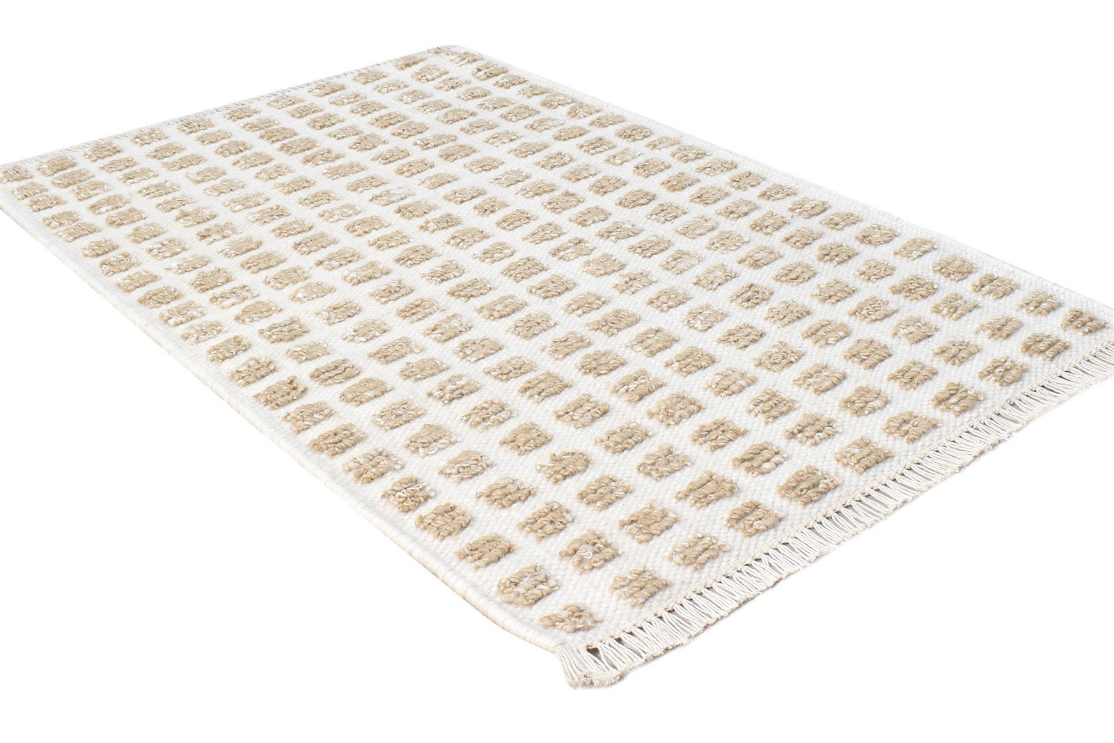Cream New Zealand Wool Rug 2X3 Modern Jacquard Loom Scandinavian Abstract Small 7865105186965