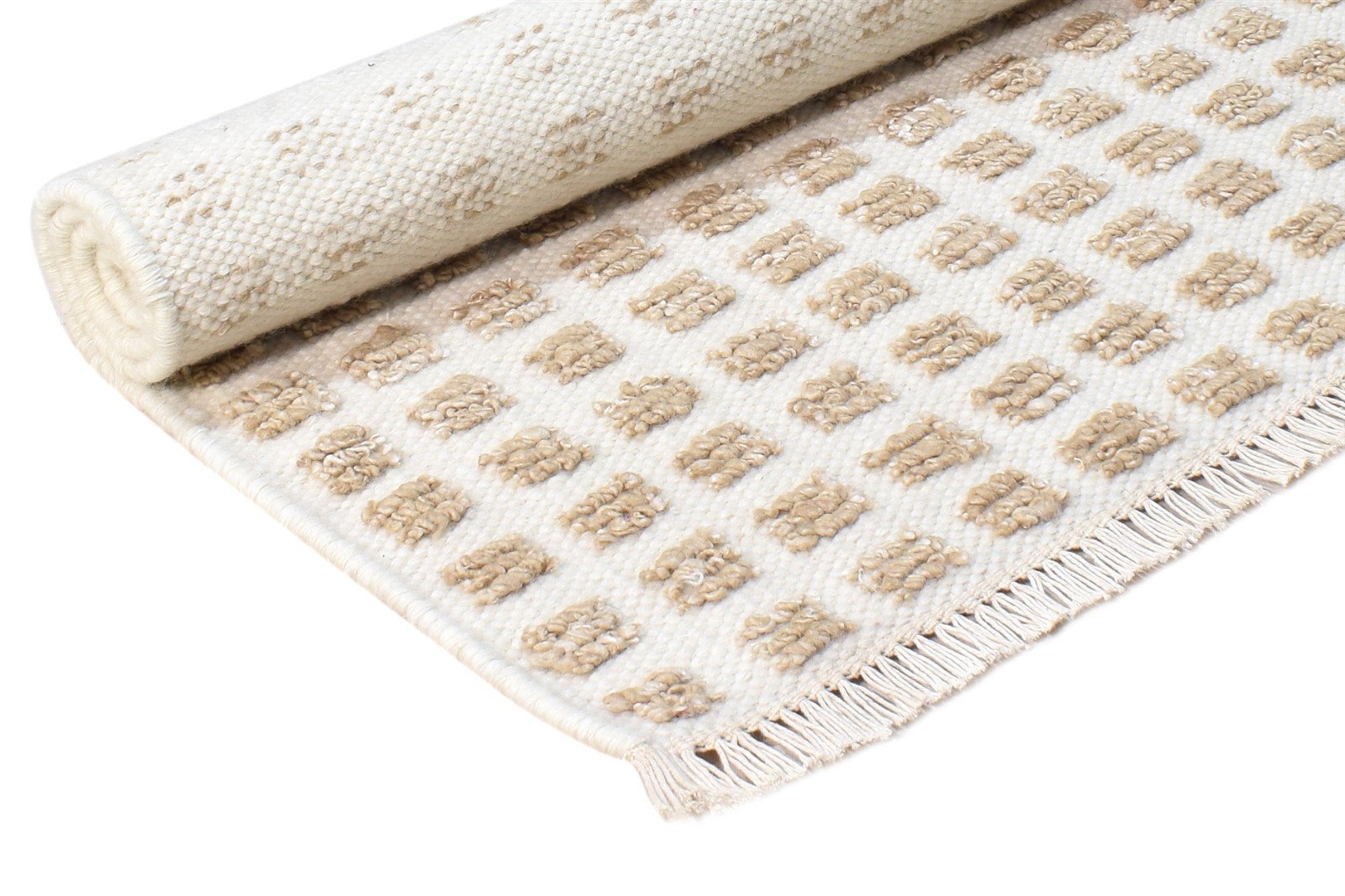 Cream New Zealand Wool Rug 2X3 Modern Jacquard Loom Scandinavian Abstract Small 7865105186965