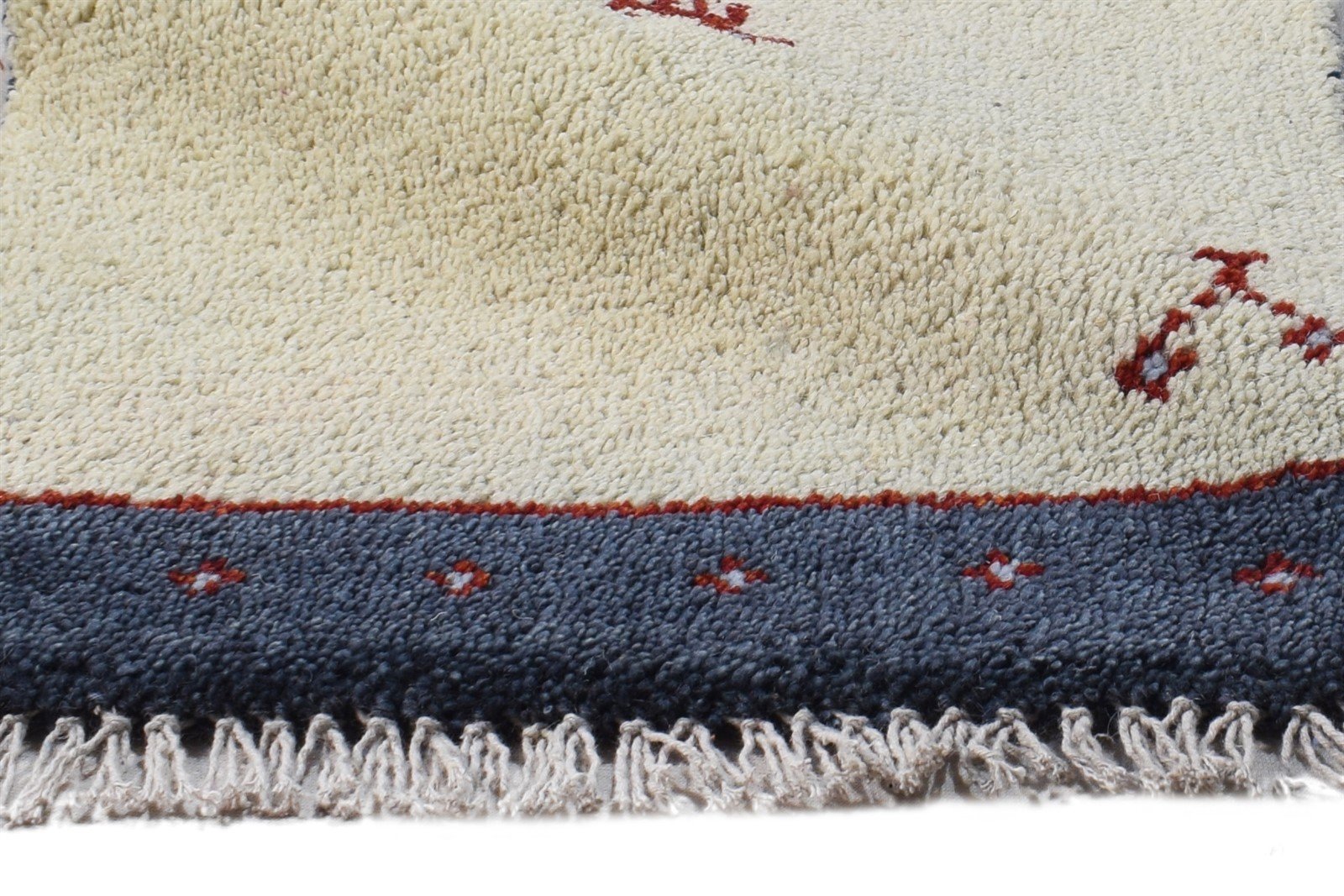 Cream Wool Rug 1' X 2' Persian Hand Knotted Southwestern Tribal Small Carpet 7865184977045