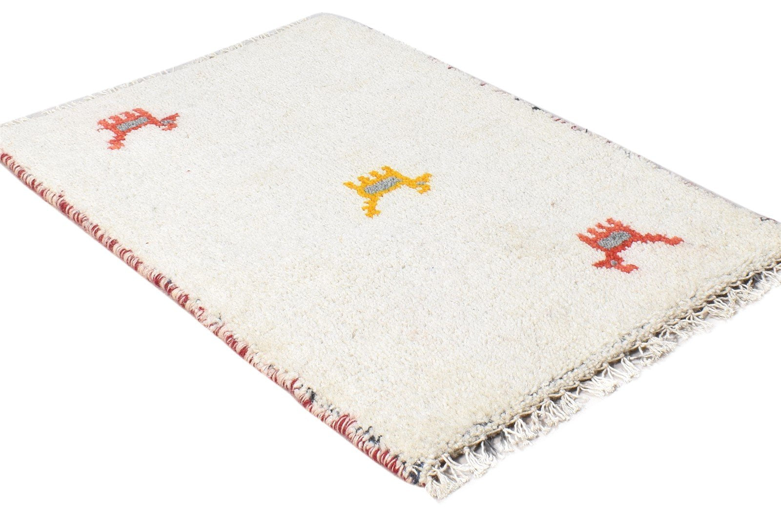 Glynda Cream Wool Rug 1' X 2' Southwestern Hand Knotted American Tribal 7865085755541