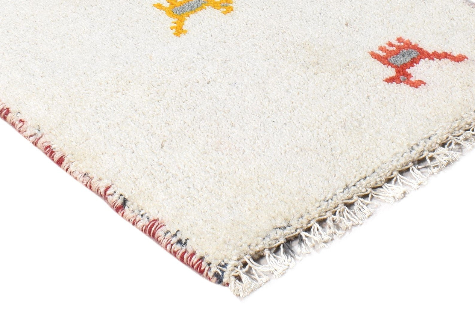 Glynda Cream Wool Rug 1' X 2' Southwestern Hand Knotted American Tribal 7865085755541